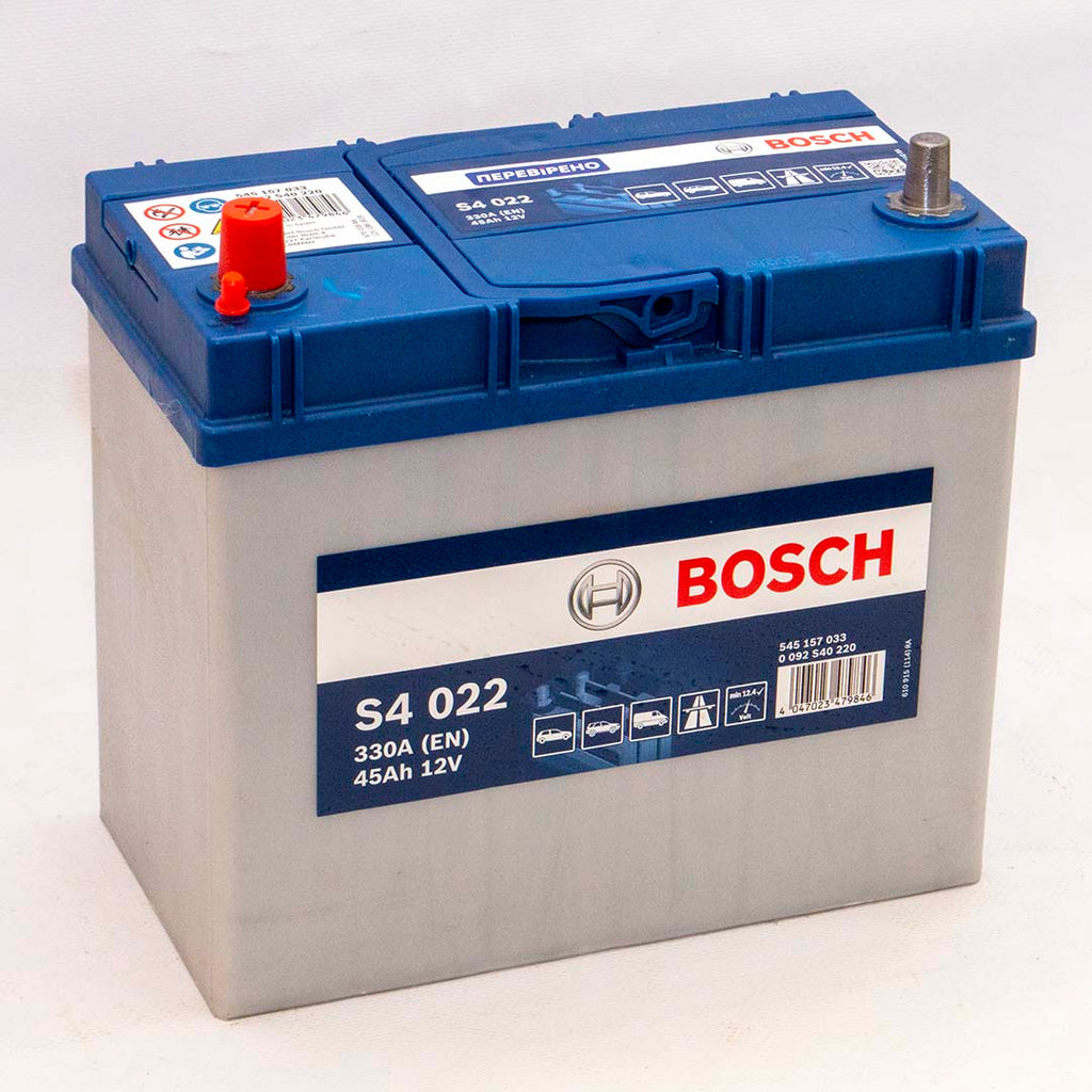 Автомобільний акумулятор Bosch S4022 6СТ-45Аh 330A плюс зліва (+/-) (0092S40220)<br></br>