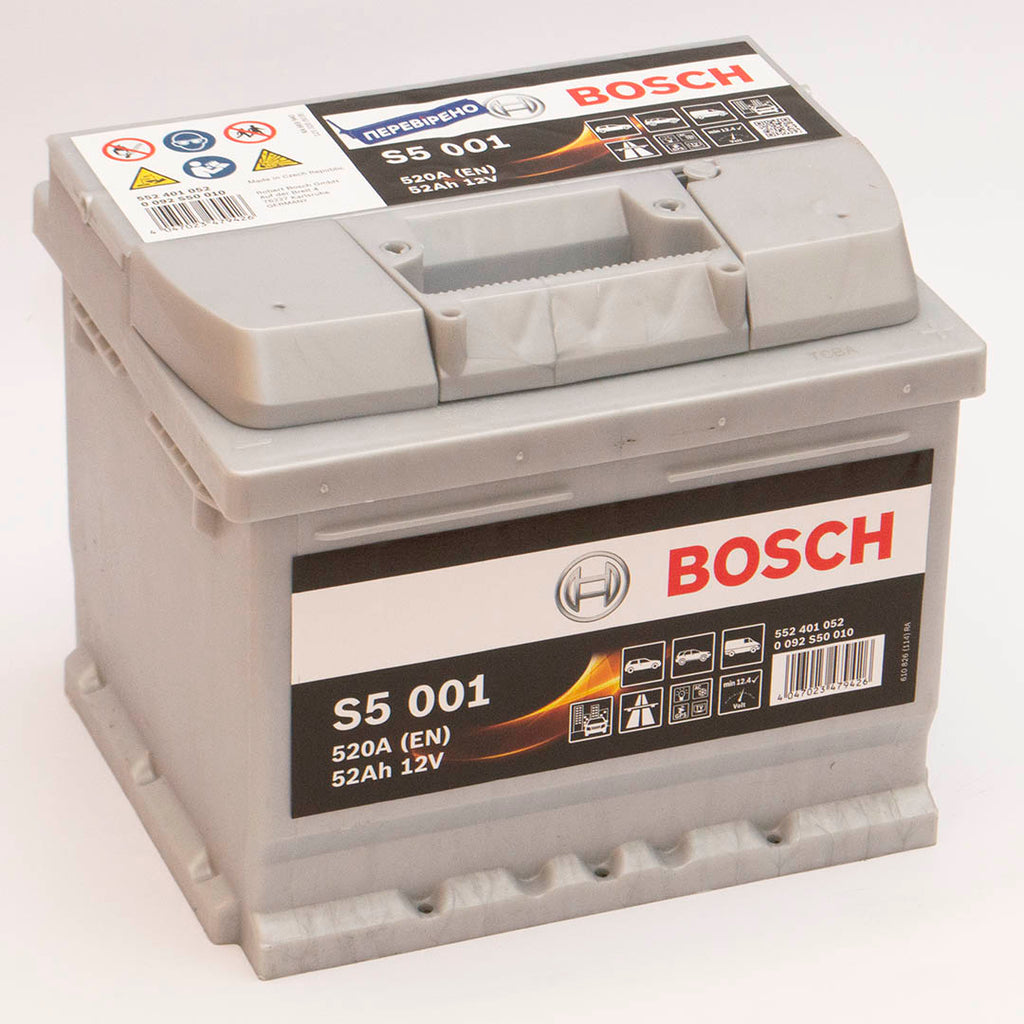 Автомобільний акумулятор Bosch S5001 6СТ-52Аh 520A плюс справа (-/+) (0092S50010)<br></br>