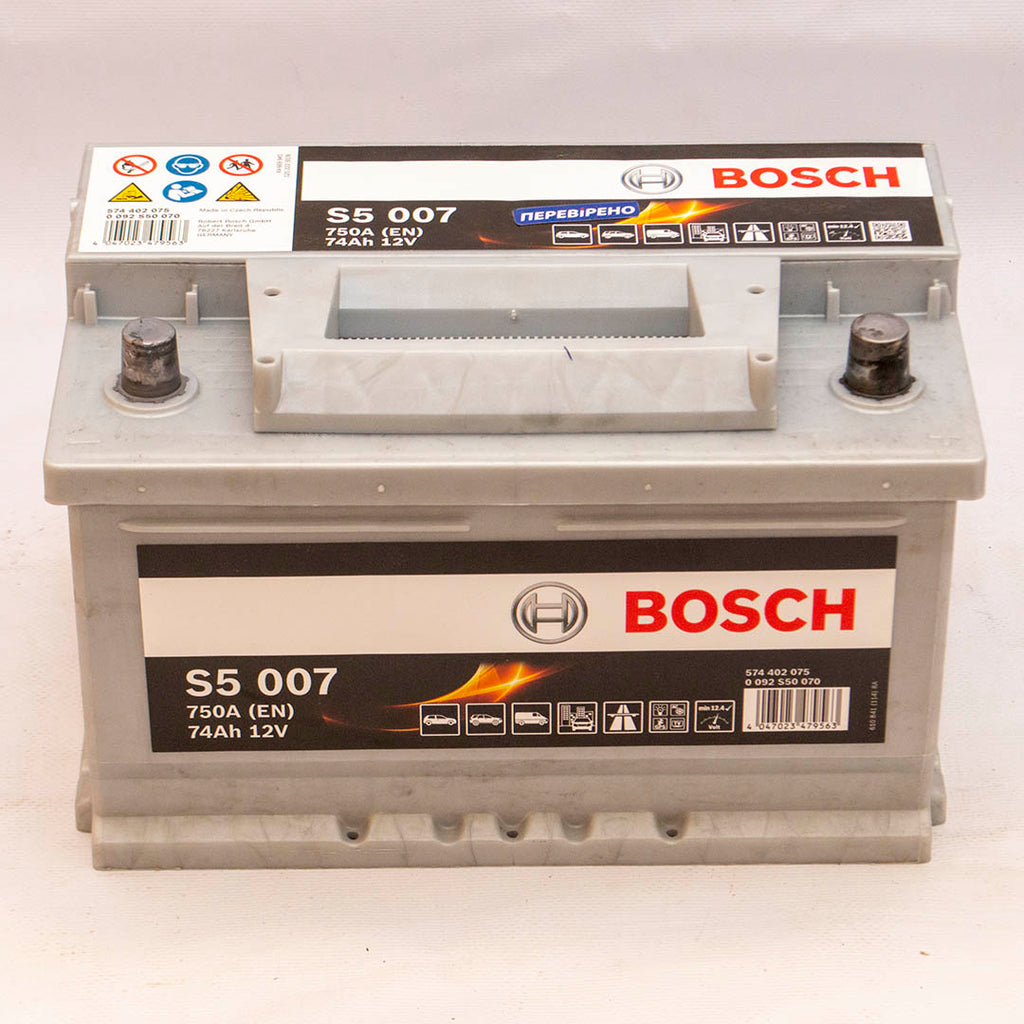 Автомобільний акумулятор Bosch S5007 6СТ-74Аh 750А плюс справа (-/+) (0092S50070)<br></br>