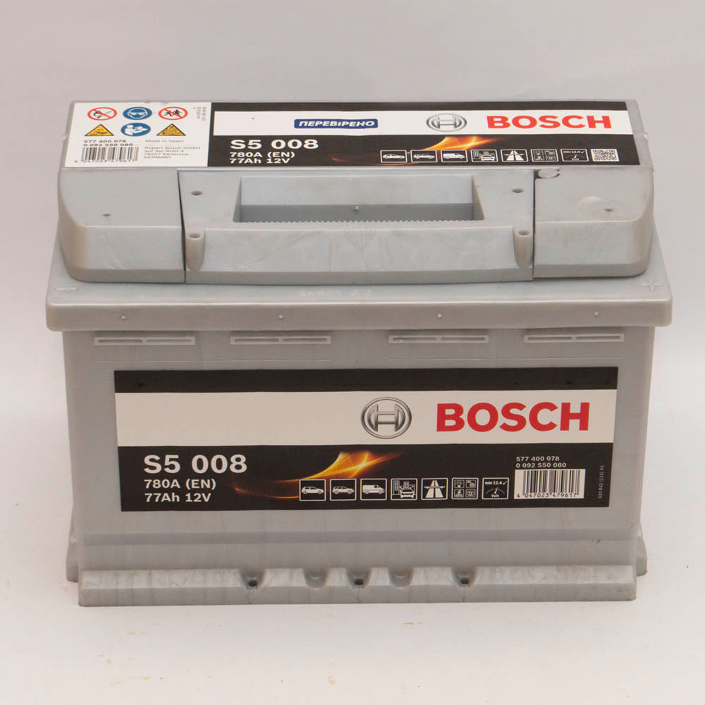 Акумулятор автомобільний Bosch S5008 77Аh EN780 плюс справа<br></br>