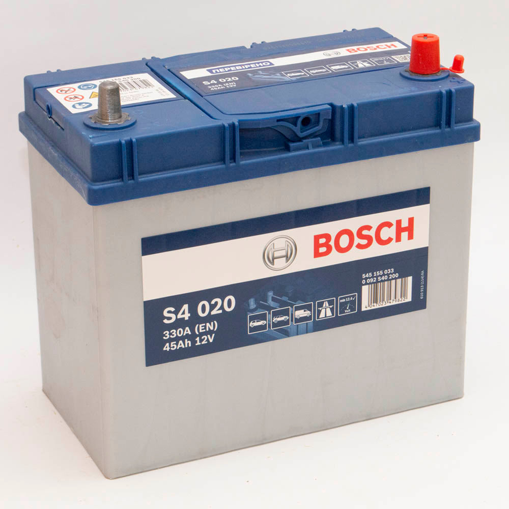 Автомобільний акумулятор Bosch S4020 6СТ-45Аh 330A плюс справа (-/+) (0092S40200)<br></br>