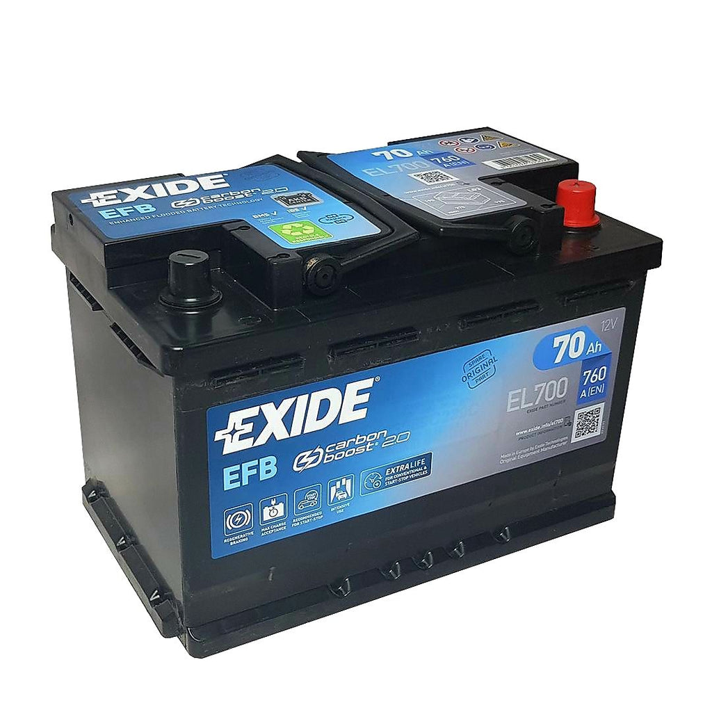 Автомобільний акумулятор Exide EL700 EFB 6СТ-70Аh 760А плюс справа (-/+)<br></br>